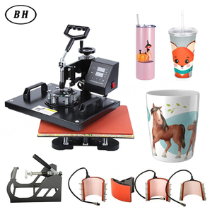 Presse à chaud Bheng 8 en 1, 38x38cm, semi-automatique, électrique, pour impression par sublimation sur t-shirts, mugs et assiettes - Product Image 4