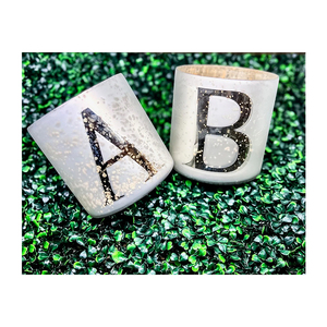 Logotipo personalizado Mercury Alphabet Velas Vidrio Lámina de oro Acabado Decoración del hogar Vidrio DE LA India - Product Image 6