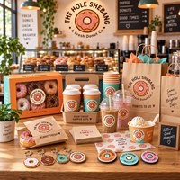 Emballages personnalisés AT PACK pour les chaînes de donuteries avec boîtes à donuts, sacs en papier, gobelets à café et fournitures à emporter