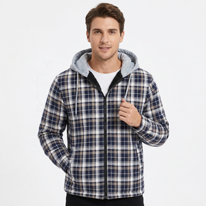 Men's Plaid Hooded <b>Fleece</b> <b>Lined</b> <b>Jacket</b> Regular Fit Casual Autumn Wear - Product Image 5