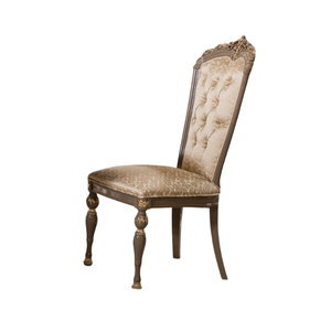 Elegant Neoclassical Upholstered <b>Dining</b> <b>Chair</b> Premium Gold Leaf Ornamented Backrest <b>Chair</b> - Product Image 1