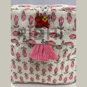 Handmade Vintage Style Reusable Eco-Friendly Quilted Tote <b>Bag</b> Zipper Closure Durable Portable for <b>Travel</b> for Cosmetic <b>Makeup</b> - Product Image 6