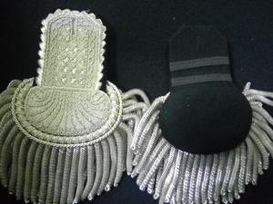 Silver Bullion Embroidered <b>Top</b> Ranking Epaulettes Shoulder Board Ceremonial Uniform 100% Cotton Wire White <b>Fringe</b> Tassels - Product Image 3