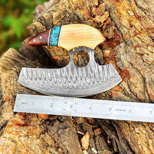 Damascus Stainless Steel Traditional Full Tang Multi-Purpose Silver Eco-Friendly Pizza Cutter <b>Axe</b> Meat <b>Chopping</b> Utility Knife - Product Image 2