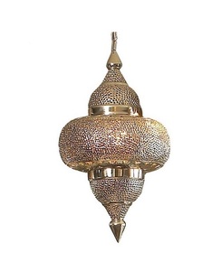 Suspension marocaine en métal Plafonniers en fer avec design coupé en cuivre aspect antique - Product Image 3