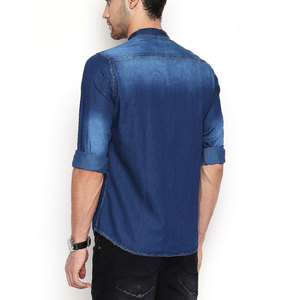 Wholesale Customized Manufacture High Quality <b>Men</b> Denim <b>Shirt</b> Winter New Style Breathable Latest Fashion Denim <b>Shirt</b> - Product Image 2