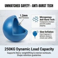 Ballon de yoga bleu anti-éclatement extra épais HSC 750g, 45cm, robuste et durable, certifié REACH/EN71, non toxique, sans PVC 6P