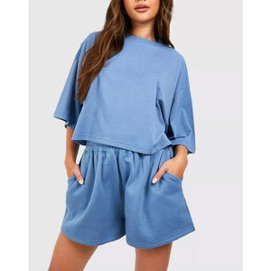 บริการ OEM ชุดเซ็ตฤดูร้อนสำหรับผู้หญิง สีพื้น 2 ชิ้น ชุดลำลอง ระบายอากาศได้ดี เป็นมิตรกับสิ่งแวดล้อม เนื้อผ้าหนา - Product Image 5