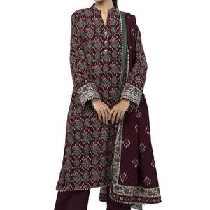 Ensemble de trois pièces pour femmes, shalwar kameez en tissu imprimé numérique, collection d'été pour femmes, tenue ethnique avec dupatta en mousseline et pantalon - Product Image 4
