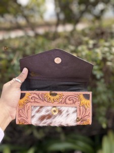 Gran oferta, bolso de mano de cuero occidental de piel de vaca auténtica con estilo, cartera multiusos, diseño a mano, bolso de moda tallado - Product Image 5