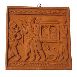 Artisanat Mukherjee, carreaux en terre cuite à motifs abstraits de luxe, décoration murale, objet de décoration pour la maison, Diwali, 15 cm x 15 cm x 1 cm - Product Image 2