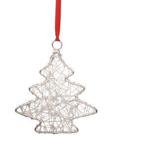 Suministros de confianza Adornos decorativos de aluminio con regalos de vacaciones de Navidad Acabado martillado Metal plateado Colgante único - Product Image 5