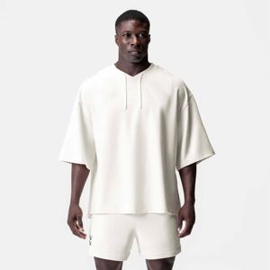 Camiseta de algodón de rizo francés de peso pesado con estampado de logotipo personalizado, pantalla informal de longitud larga de gran tamaño con gráfico de alta calidad - Product Image 1