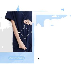 Conjunto de Uniforme Médico para Hombre, Top Elástico con Cuello en V y Pantalones con Cintura Elástica, Transpirable, 2 Piezas, 3 Bolsillos, Secado Rápido - Product Image 2