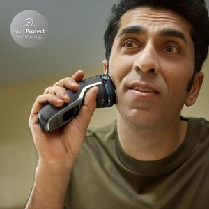 Rasoir électrique noir et argenté, utilisation humide et sèche, étanche IPX7, sans fil, rotatif, double lame, pour le visage, idéal pour les camping-cars - Product Image 2