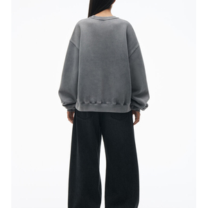 Sweat-shirt à col rond à manches longues décontracté et ample pour femmes, prix de gros bon marché, surdimensionné, hiver, 100% coton polaire - Product Image 4