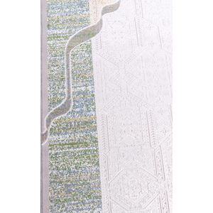 Alfombra de Oración Tejida Ela Lux 70x110; Hilos Acrílicos y Naturales Base de Algodón Flecos Rectos Gris Negro Crudo - Product Image 2