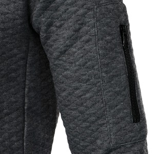 Otoño Invierno hombres Waffle cremallera cuello en V Casual Sudadera con capucha 100% algodón bordado sudaderas con capucha y sudaderas - Product Image 5