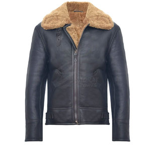 Veste d'hiver en cuir et peau lainée pour homme, nouvelle mode, imperméable, respirante, avec logo frontal, très vendue - Product Image 1