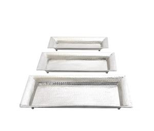 ชุดถาดโลหะสีเงินทำด้วยมือถาดเสิร์ฟสามชิ้นถาดเสิร์ฟอาหารแบบเรียบง่ายสำหรับตกแต่งการออกแบบที่กำหนดเอง - Product Image 1