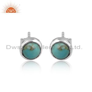 Natural Kingman <b>Turquoise</b> <b>Studs</b> <b>Earrings</b> Elegant <b>Stud</b> <b>Earrings</b> 925 Sterling Silver Gemstone Manufacture - Product Image 1