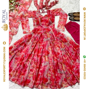 Bellamente diseñador Tubby Organza Con Vestido Impreso Digital Con Fancy Dupatta - Product Image 2