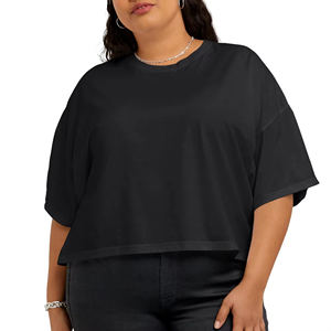 T-shirt court en coton pour femmes, coupe ample, taille plus, impression personnalisée, décontracté, taille plus - Product Image 3