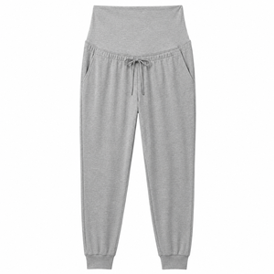 Pantalon de jogging de maternité pour femme, doux et extensible, avec panneau ventral, taille haute, en mélange de coton, coupe ample, décontracté et confortable - Product Image 4