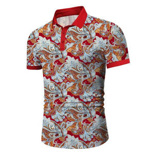 Camiseta Deportiva para Hombre |   Estampado Digital Paisley Imperial Rojo Dorado |   Camiseta Deportiva de Lujo Transpirable que Absorbe la Humedad Personalizada - Product Image 1