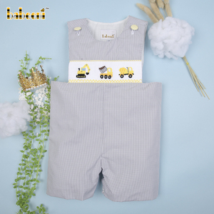 Vêtements pour bébés garçons en coton/spandex avec broderie de camion de chantier d'hiver de luxe, smocké à la main, certifié OEKO-TEX, ODM/OEM - Product Image 2