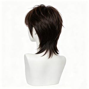 Peluca Corta Negra Natural Estilo Mullet para Mujer, Peluca Moderna en Capas con Flequillo - Product Image 6