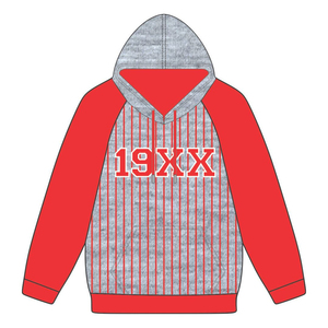 Año de Fundación KAP Grey Pullover Hoodie RED Raglan Sleeves Pinstripes Mezcla de algodón Greek Fraternity Apparel Divine Nine HBCU - Product Image 2