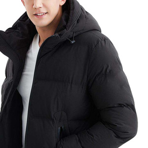 Veste longue en toile matelassée formelle pour homme, manteau d'hiver, fermeture éclair intégrale, capuche, imperméable, coupe-vent, longueur avant allongée pour une chaleur maximale - Product Image 3