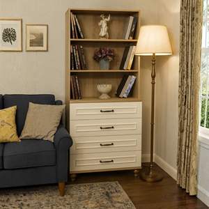 Arion Kids Nefes - Librería y Cómoda Modernas de MDF con Patas de Madera, Cajones Compatibles, Almacenamiento para Dormitorio - Product Image 1