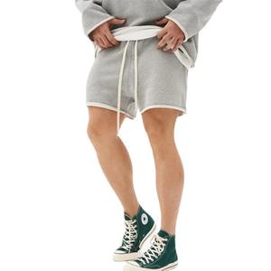 Shorts en jean en toile à taille élastique pour hommes, avec logo personnalisé sur le devant, décontractés, été, 100% coton, séchage rapide, fermeture à cordon - Product Image 1