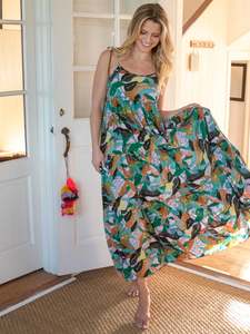 Drop Shipping Women Plus Size Casual Loose Bohemian <b>Long</b> Sleeve Rayon Print Stylish Women Maxi Dress for Resort Evening Wear - Product Image 6