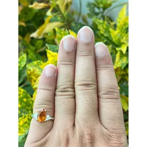 925 Silver Religious Style Pear Citrine <b>Ring</b> Inlay Gemstone Engagement <b>Ring</b> with Jade Plated Number Shape - Product Image 3
