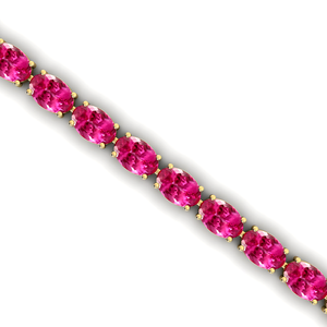 Pulsera de tenis de zafiro Rosa Natural de oro puro de 14K, pulsera de tenis con estilo de piedras preciosas de corte ovalado de 6x4mm para fiestas de boda - Product Image 5