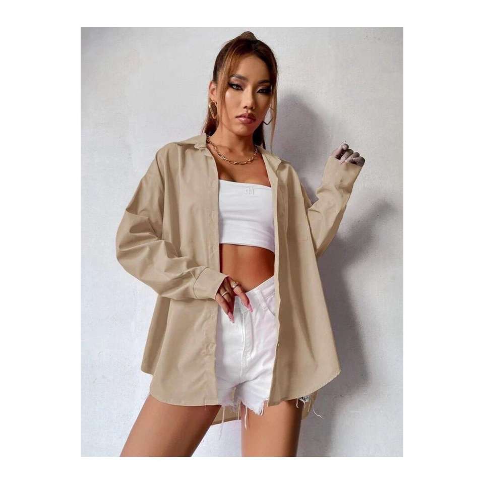 Women's Long Sleeve Pocket Detail Terikoton Shirt