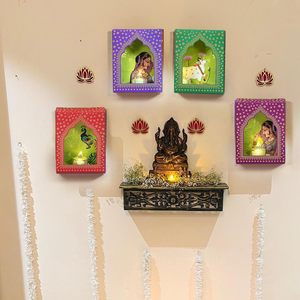 LED Jharokha Diyas Lot de 12 objets de décoration Diwali avec bougie pour la décoration intérieure Noël Mariage & Décoration Diwali - Product Image 5