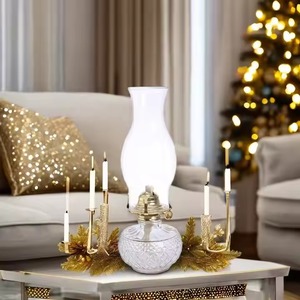 H.M.A Handicrafts White and Bronze <b>Oil</b> Lantern Decorative Metal <b>Lamp</b> for Beach Style Home and Event Decor - Product Image 3