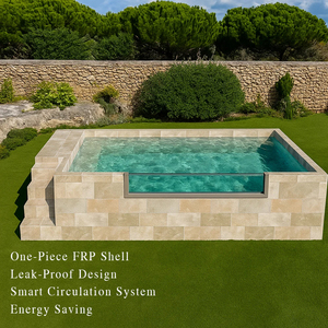 Nhỏ Acrylic Cửa Sổ Sợi Thủy Tinh WPC Bằng Gỗ Plunge Hồ Bơi Ngoài Trời Sang Trọng Trên Mặt Đất Bơi Spa - Product Image 1