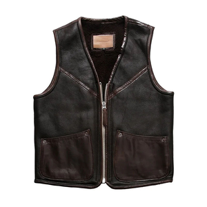 Mens Casual Leather Waistcoat Premium Cowhide Design - Product Image 4