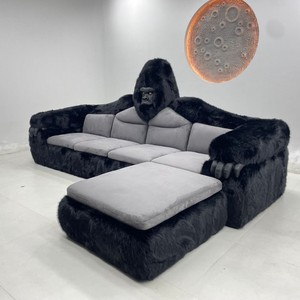 Gorilla King Kong Luxury Modular <b>Storage</b> Sofa Backless Wood Legs Modern Chesterfield L-Shape Three <b>Seat</b> PU Fabric Living Room - Product Image 4