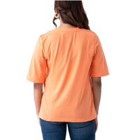 Kaus wanita 100% katun berkualitas tinggi Solid lengan pendek leher-o bersirkulasi udara dengan Logo OEM untuk pakaian musim panas