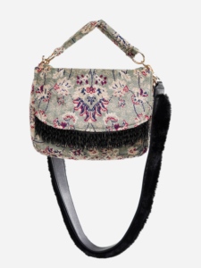 Bolso de Mano Bohemio con Diseño Jacquard de Media Luna, con Bordado y Flecos, Correa Cruzada para Mujer, Uso Diario - Product Image 1
