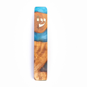 Handmade Mezuzah Case of Wood and Epoxy Resin Jewish Home Decor From Israel Religious Gift for Jewish Home Holiday Wedding - Product Image 3
