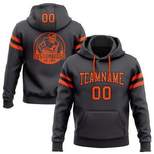 Industrie directe en gros 3D brodé personnalisé cousu acier gris Orange-noir Football pull sweat à capuche - Product Image 1