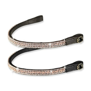 Cristales de oro rosa de lujo, cadena de diamantes brillantes, banda de cejas de caballo de cuero negro Premium en mazorca completa sobre tamaños - Product Image 1