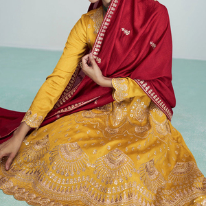งานแต่งงานและงานปาร์ตี้ผ้าตาข่ายรูปผีเสื้ออย่างหนักลาย salwar Kameez พร้อมด้วยการปักและเขียนโค้ดใส่ทำงานผู้หญิงอัตราขายส่ง - Product Image 5